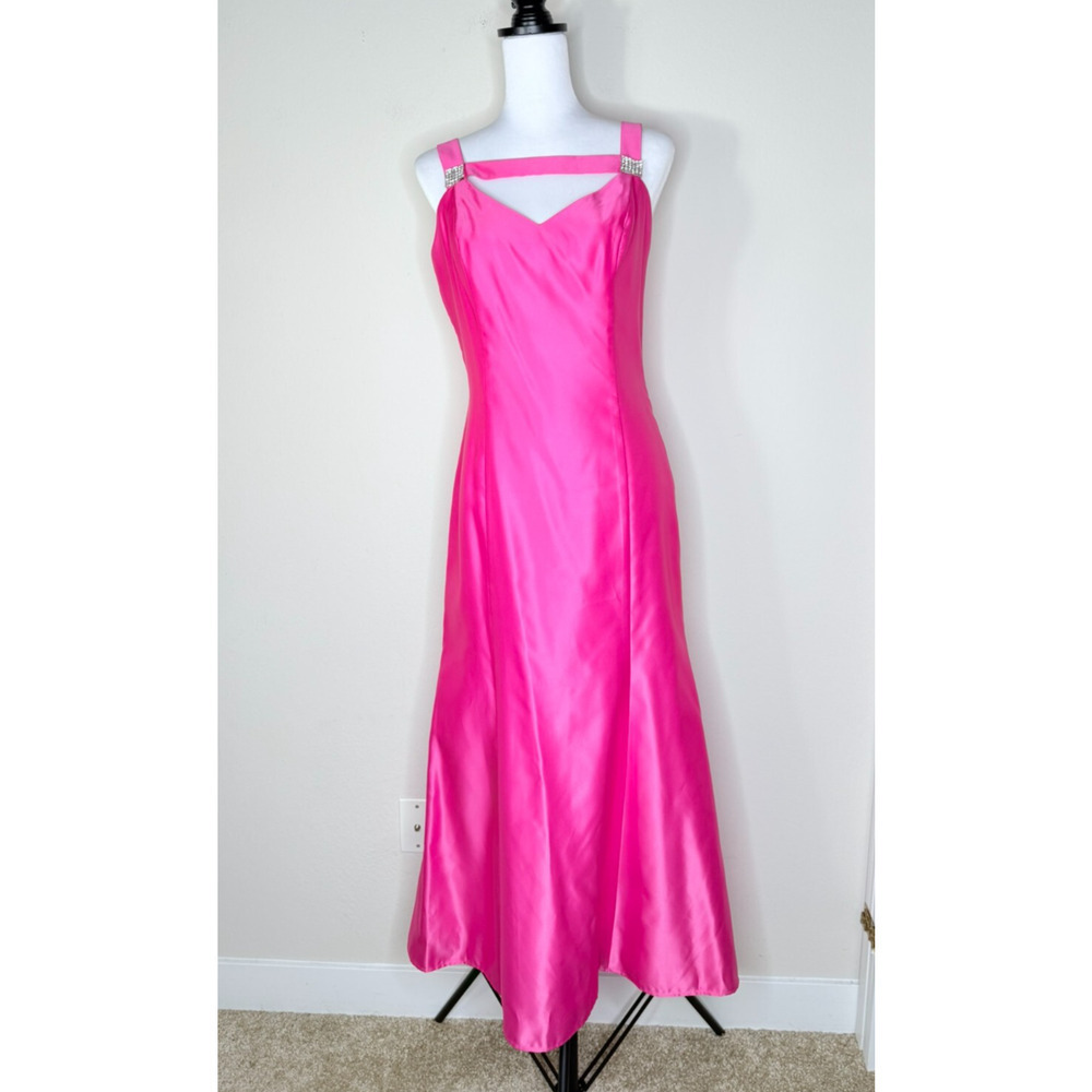 Jessica McClintock Gunne Sax Vintage Dress 9 Pink Satin Tulle Barbie Prom - Picture 2 of 15